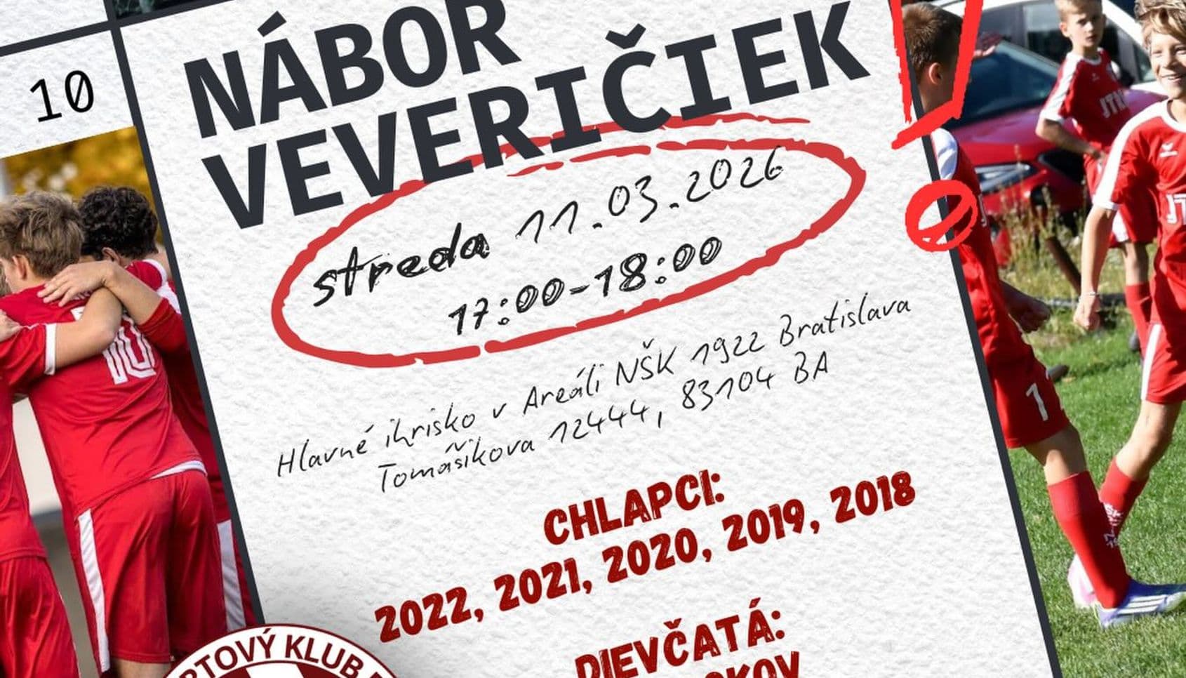 Nábor veveričiek -  Staň sa členom futbalovej rodiny